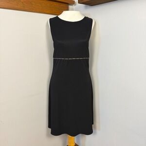 CITY TRIANGLES Sleeveless Sheath Dress M Black Abstract‎ Trim Waist Minimalist
